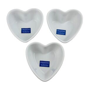 Chantal 4.5" Heart Shaped Bowl Ramekin‎ Lot of 3 White 1 1/4 Cup 93-HB11
